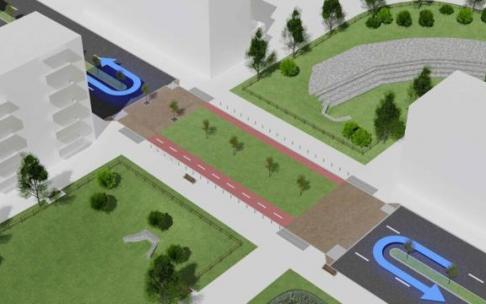 Recreación de la remodelación de la Avenida de la Ilustración de Zabalgana.