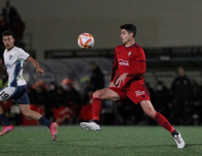 Jaume Grau, en el partido de Copa ante el San Agustín del Guadalix.