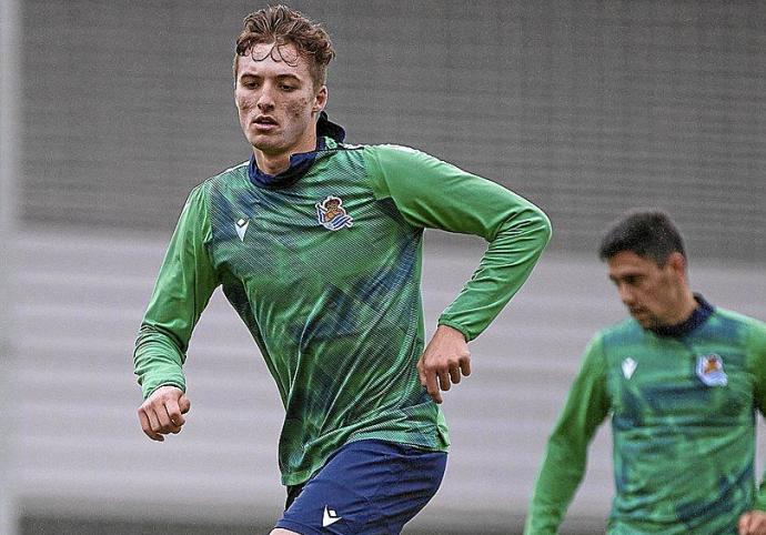 Jon Pacheco, durante el entrenamiento de ayer en las instalaciones de Zubieta. Foto: Real Sociedad