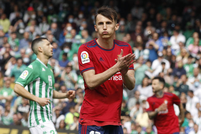 Ante Budimir, en un lance del encuentro ante el Betis.