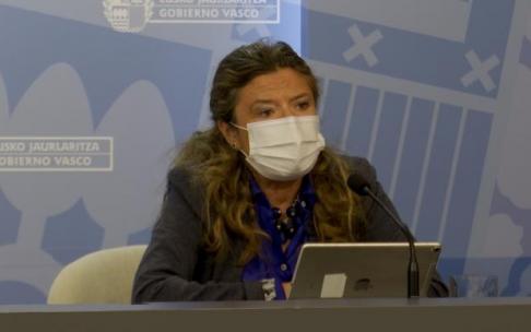 La consejera de Salud, Gotzone Sagardui, durante una comparecencia ante los medios de comunicación.