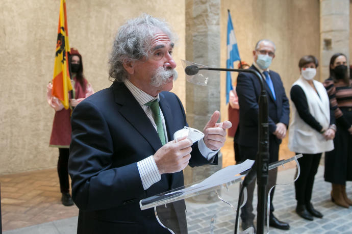 Javier Goldáraz, presidente de Anfas, en el Palacio de Condestable tras recibir este lunes el Haba de Oro.