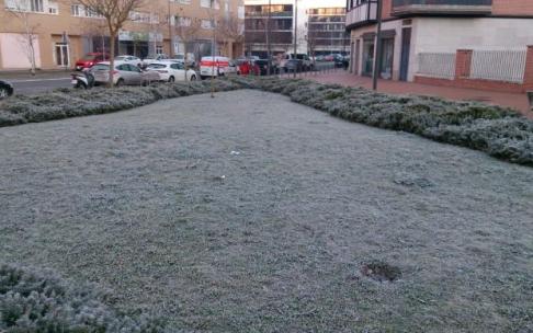 Un jardín de Zabalgana, a primera hora de esta mañana