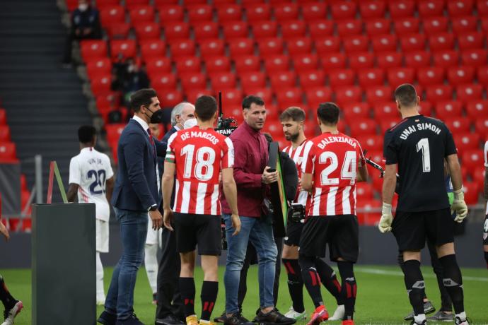 Iago Herrerín, en el acto de su despedida el domingo ante el Real Madrid