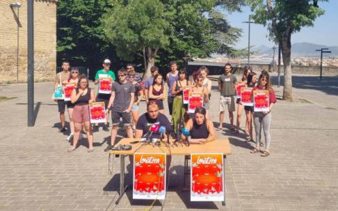Rueda de prensa de Herri Sanferminak este miércoles en la Plaza de la O. Rueda de prensa de Herri Sanferminak este miércoles en la Plaza de la O.