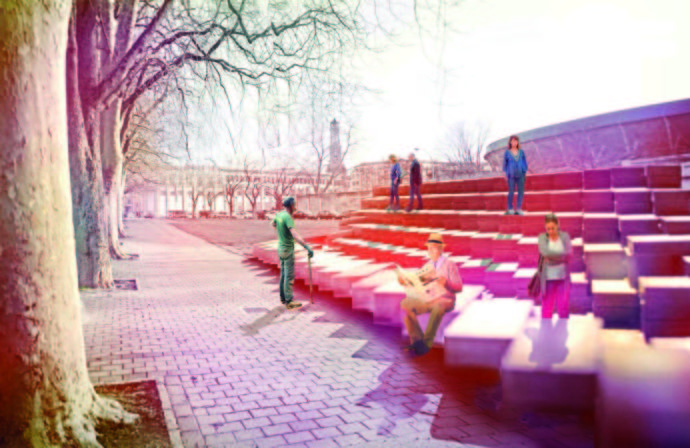 Fotomontaje realizado por el autor durante el proceso de creación de la obra memorialista 'Hipogeo', que se ubicará junto a la plaza de toros.