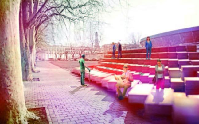 Fotomontaje realizado por el autor durante el proceso de creación de la obra memorialista 'Hipogeo', que se ubicará junto a la plaza de toros. Fotomontaje realizado por el autor durante el proceso de creación de la obra memorialista 'Hipogeo', que se ubicará junto a la plaza de toros.