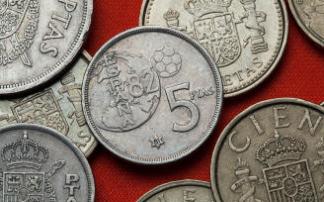 Varias monedas de pesetas. Varias monedas de pesetas.