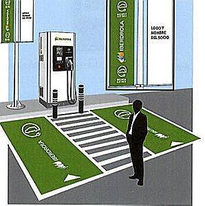 Simulación del área para estacionar el vehículo junto al poste.