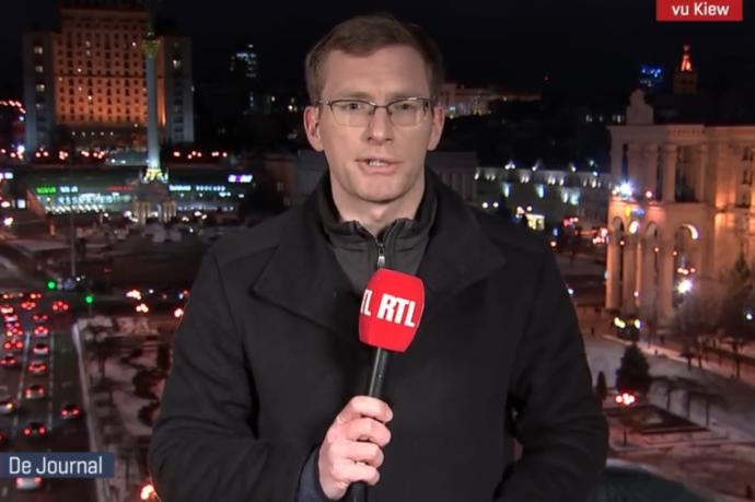 Philip Crowther, informando desde Kiev para la RTL alemana.
