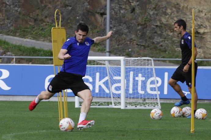 Zubeldia, durante un entrenamiento en las instalaciones de Zubieta.