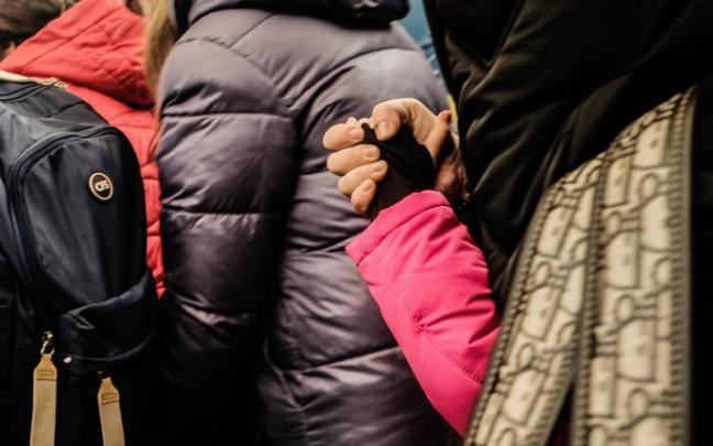 Imagen de archivo de refugiados ucranianos.