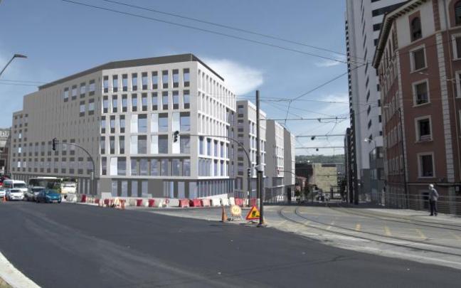 Recreación de la fachada sur del edificio y la esquina entre Montevideo y Gurtubay donde se aprecian las diferentes alturas del bloque. Recreación de la fachada sur del edificio y la esquina entre Montevideo y Gurtubay donde se aprecian las diferentes alturas del bloque.