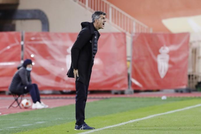 Imanol Alguacil, durante el partido en Mónaco.