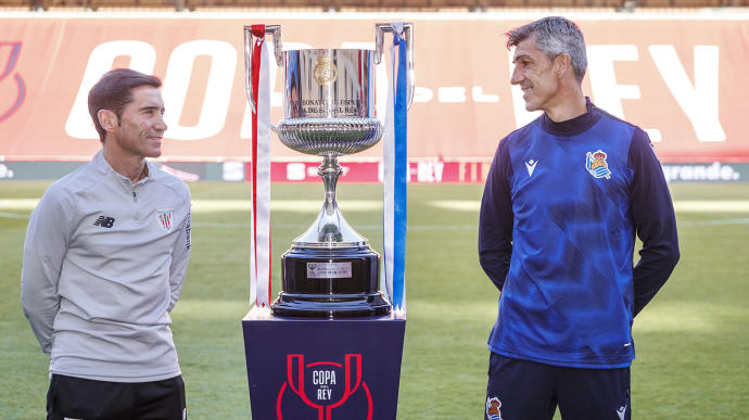 Marcelino e Imanol, en la víspera de la final de Copa.