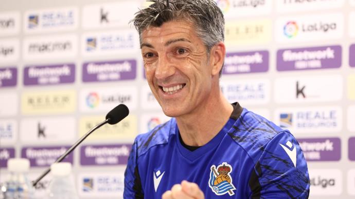 Imanol Alguacil, durante la rueda de prensa.