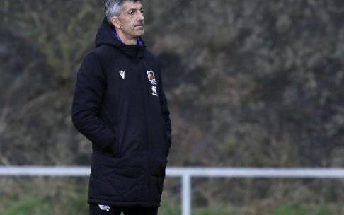 Imanol Alguacil, durante el entrenamiento de este miércoles en Zubieta.