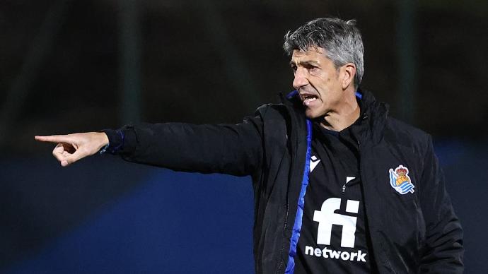 Imanol Alguacil, durante el entrenamiento de este viernes en Barcelona.