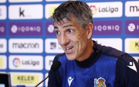 Imanol Alguacil, durante una rueda de prensa en Zubieta.