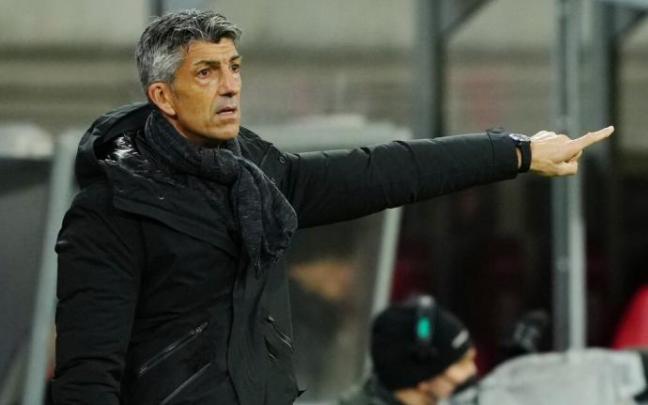 Imanol Alguacil, durante el partido en Leipzig.