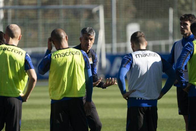 Imanol Alguacil, durante un entrenamiento en Zubieta.