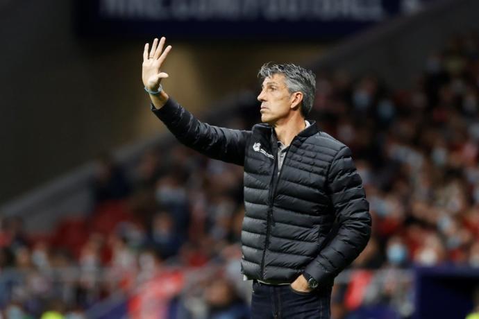 Imanol Alguacil, durante el partido de este domingo en el Wanda Metropolitano.