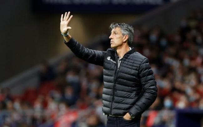 Imanol Alguacil, durante el partido de este domingo en el Wanda Metropolitano.