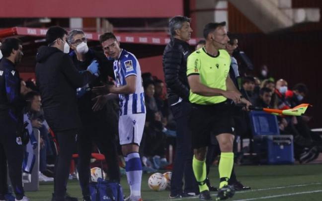 Imanol Alguacil, en la banda durante el partido de este miércoles.