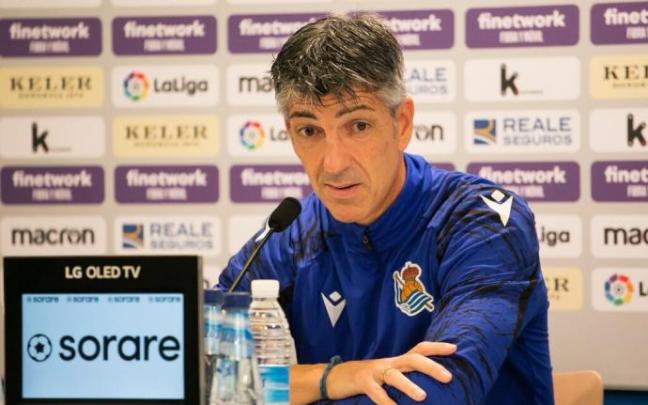 Imanol Alguacil, durante una rueda de prensa en Zubieta.