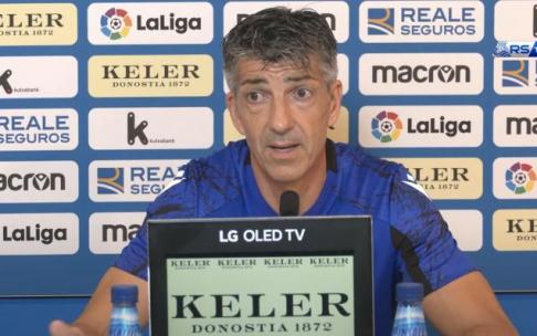 Imanol Alguacil, durante la rueda de prensa previa al partido con el Granada