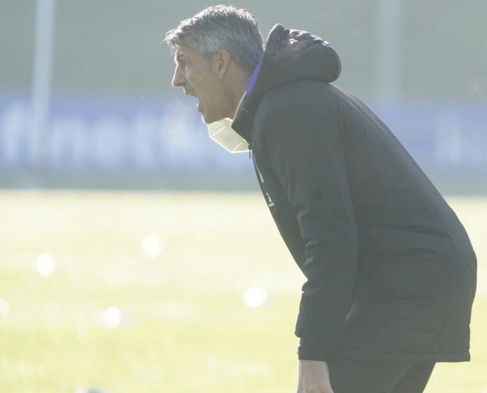 Imanol, en un momento del entrenamiento de esta mañana