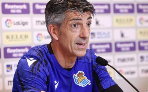 Imanol Alguacil, en un momento de la rueda de prensa de hoy Imanol Alguacil, en un momento de la rueda de prensa de hoy