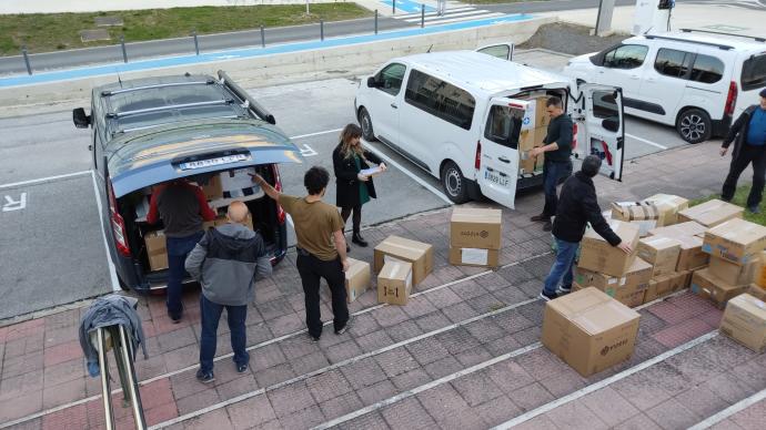 Las cajas de la expedición hacia Ucrania.