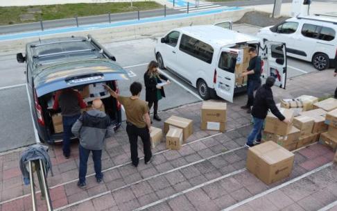 Las cajas de la expedición hacia Ucrania.