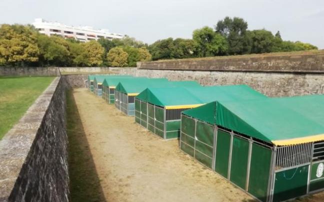 Los boxes de los caballos, sin retirar esta mañana de los fosos. Los boxes de los caballos, sin retirar esta mañana de los fosos.