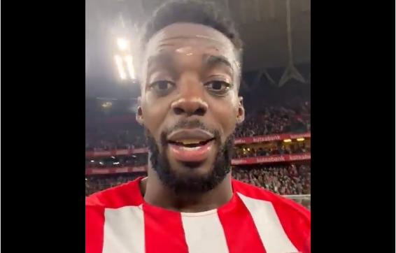 Iñaki Williams tras las victoria del Athletic ante el Real Madrid en San Mamés.