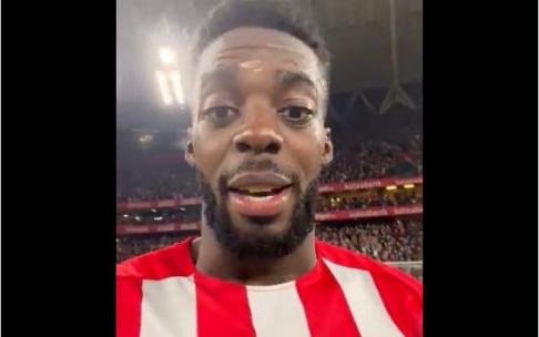 Iñaki Williams tras las victoria del Athletic ante el Real Madrid en San Mamés.