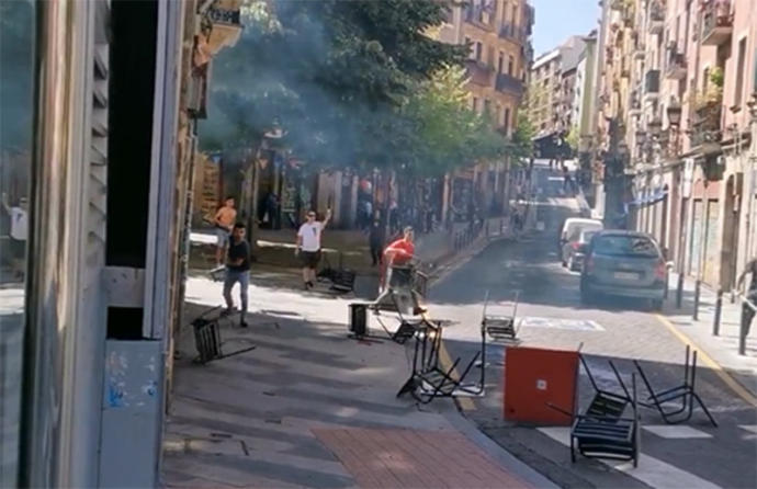 Imagen de los incidentes registrados este domingo en Bilbao.