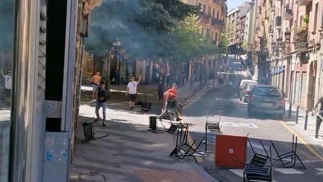 Imagen de los incidentes registrados este domingo en Bilbao.