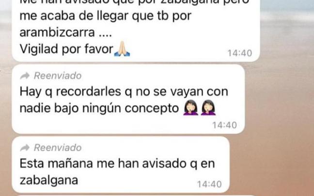 Captura de varios mensajes en una 'app' de mensajería. Captura de varios mensajes en una 'app' de mensajería.
