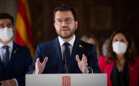 El president de la Generalitat, Pere Aragonès, durante una rueda de prensa de la semana pasada.