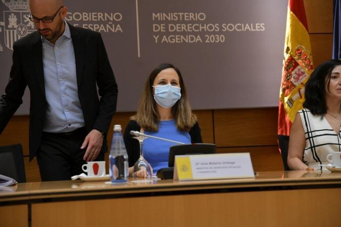La ministra de Derechos Sociales, Ione Belarra, en la reunión del Consejo Territorial de Servicios Sociales.