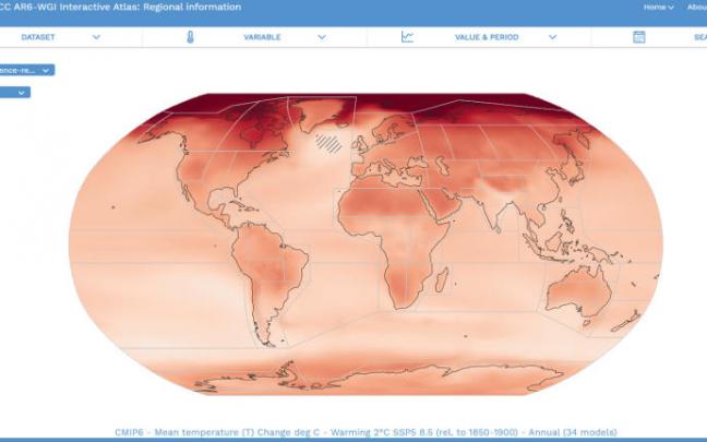 Imagen del atlas interactivo sobre el cambio climático. Imagen del atlas interactivo sobre el cambio climático.