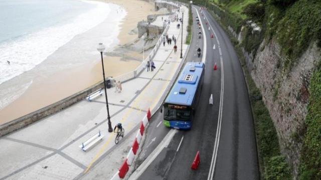 Paseo de La Concha, donde se están ejecutando varias obras y permanece cerrado al tráfico salvo para vehículos especiales