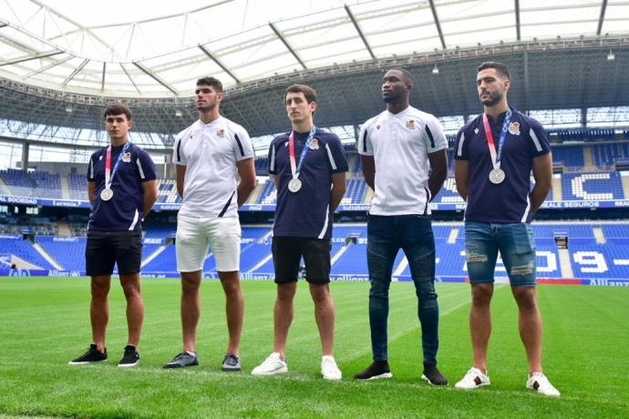 Zubimendi, Jainaga, Oyarzabal, Sagnan y Merino, en Anoeta tras su participación en los Juegos de Tokio.