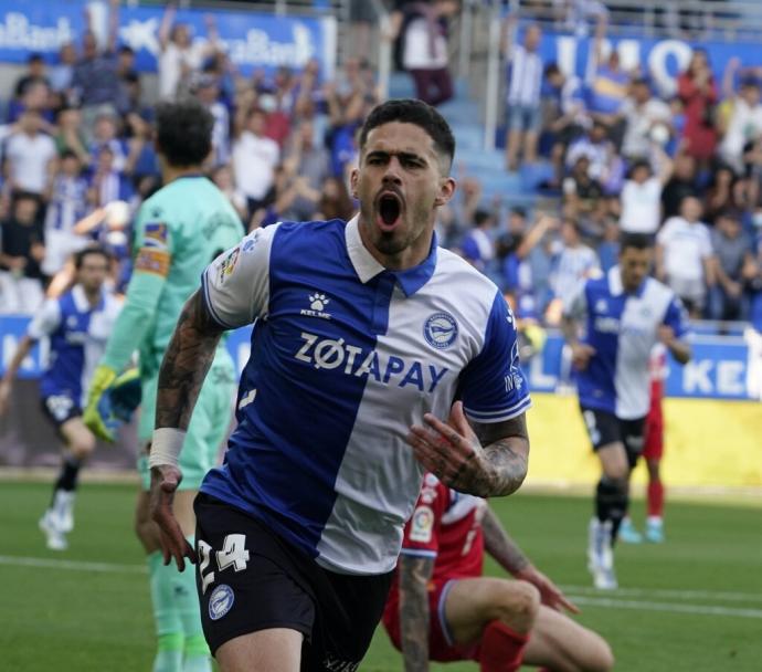 De la Fuente celebra el primer gol ante el Espanyol