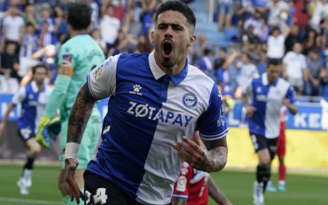 De la Fuente celebra el primer gol ante el Espanyol