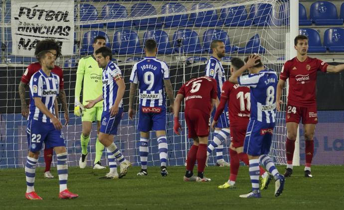 Partido Alavés - Osasuna, de Primera División de La Liga española jugado en febrero