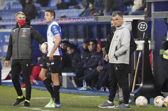 Mendilibar en el duelo ante el Sevilla en Mendizorroza