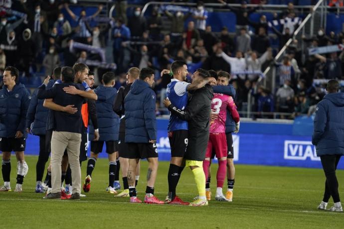 Celebración de la victoria frente al Elche